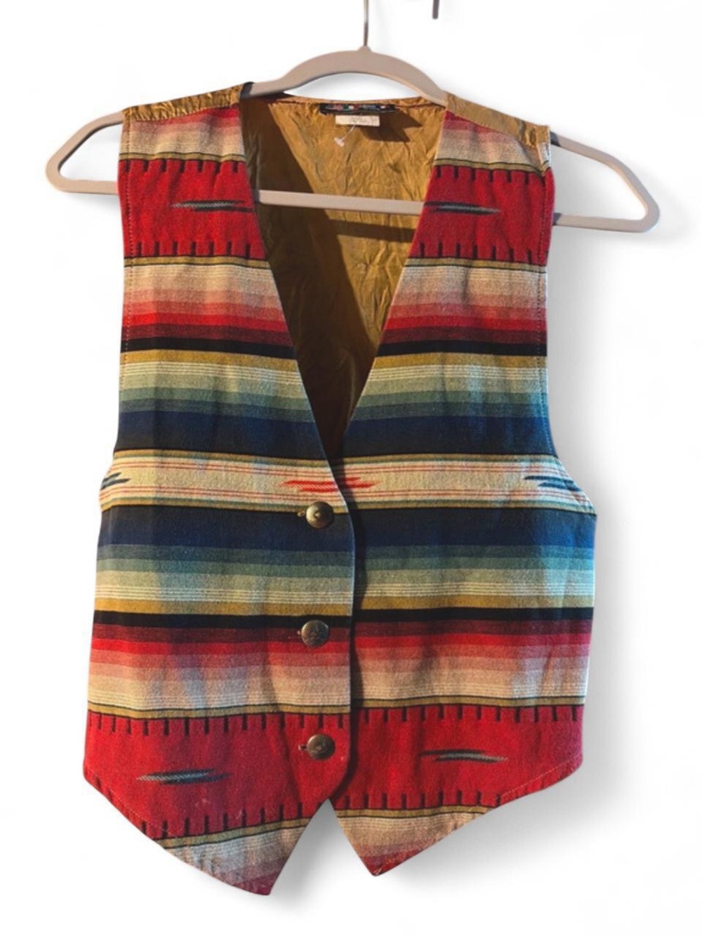 Vintage Paris Sport Serape Striped Southwestern Vest - Multi M Western Cowgirl